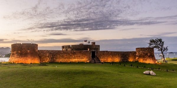 Evening view of Fortress of San Felipe in Puerto Plata, Dominican Republic